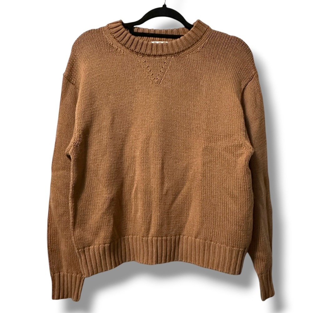 Wilfred Free Aritzia Cecilia 100% Merino WoolCrewneck Camel Brown Sweater S